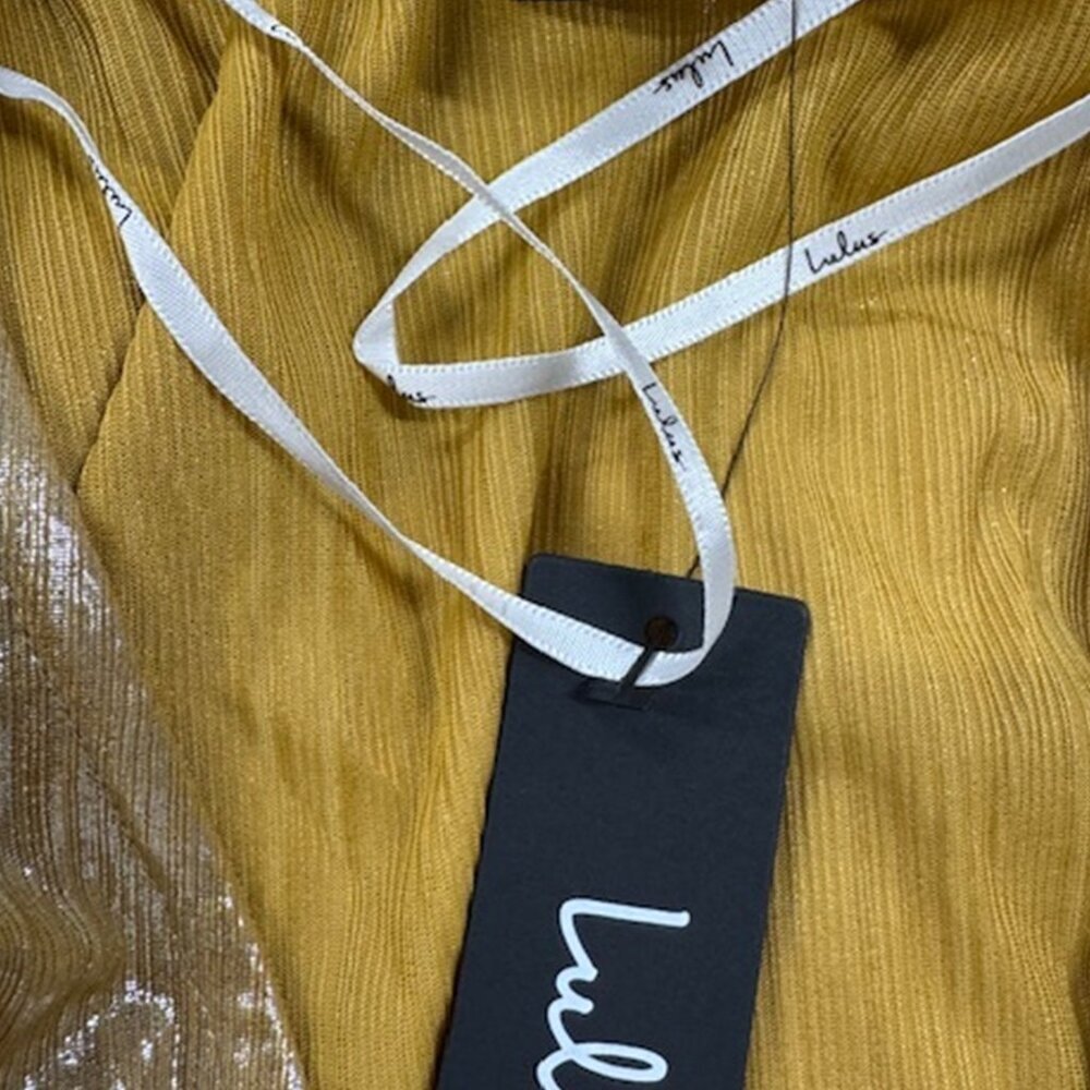 NWT Lulus Shining Beauty Metallic Gold Long Sleeve Top - Picture 7 of 8